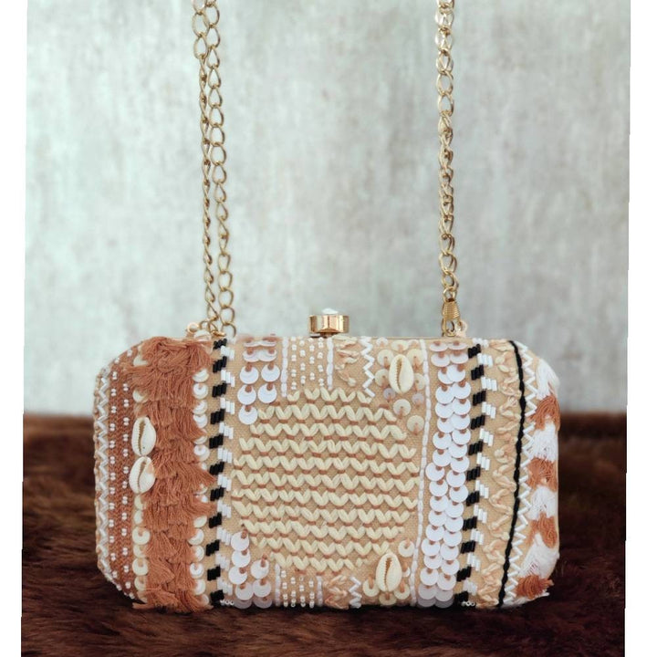 Beige Boho Clutch Handbag , Party Purse Indian Clutch Sling, Wedding Bridal Bag, Embellished Embroidered Evening Clutch, Gift