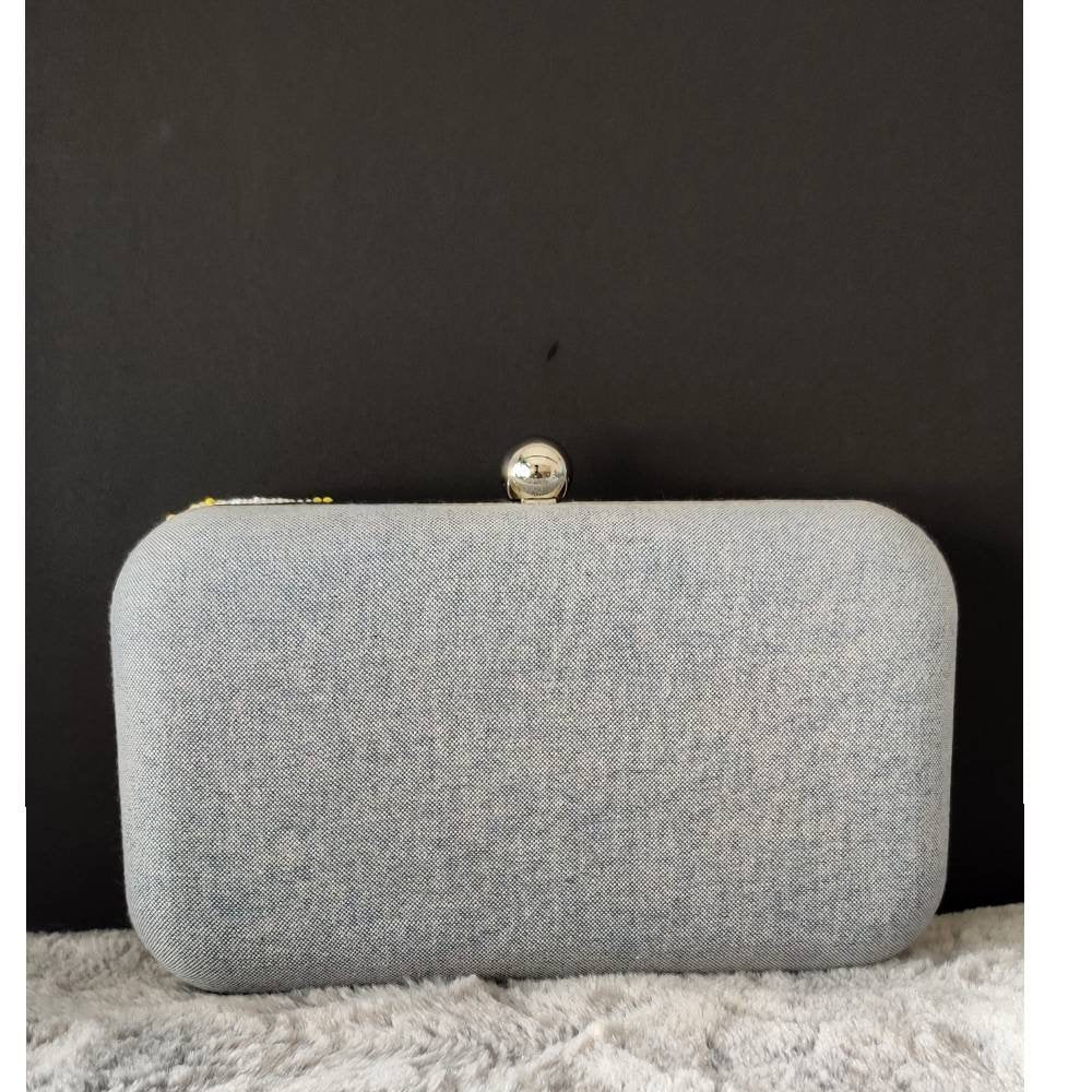 Silver Beaded Clutch, Party Purse Indian Zardozi Clutch Sling, Wedding Bridal Bag, Embellished Embroidered Evening Clutch, Gift